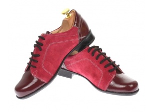 Pantofi dama casual, din piele naturala intorsa si lac, culoare visiniu - P53VELV - Img 4