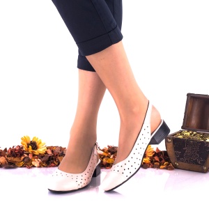 Pantofi dama casual din piele naturala,nude NA252E - Img 1