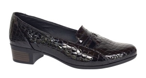 Pantofi dama comozi casual din piele naturala negru croco P18CRN
