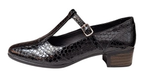 Pantofi dama cu bareta pentru dans - Model Negru din piele naturala Croco STD23CRN - Img 3