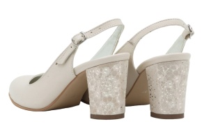 Pantofi dama decupati Bej cu toc auriu de 8 cm NA101AUBP - Img 6