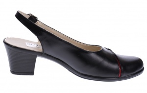 Pantofi dama decupati din piele naturala cu toc de 6cm - Model Negru Rosu PS35LR - Img 4