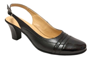 Pantofi dama decupati din piele naturala - Model 301 Negru cu toc de 7cm