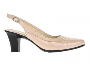 Pantofi dama decupati eleganti din piele naturala cu toc de 7cm - S301BEJ - Img 4