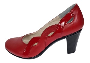 Pantofi dama din piele naturala cu toc de 7cm Katty Rosu P134233RL - Img 6