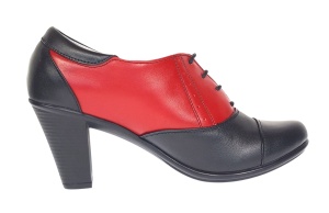 Pantofi dama din piele naturala cu toc de 7cm Negru - Rosu P46NR - Img 8