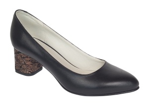 Pantofi dama eleganti din piele naturala box cu toc de 5 cm, Negru NA100ARMNP
