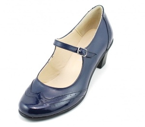 Pantofi dama eleganti din piele naturala cu toc mic - Model bleumarin P104BLU - Img 5