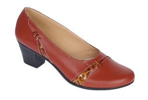 Pantofi dama eleganti din piele naturala Portocaliu cu toc de 6cm P36PORT - Img 2
