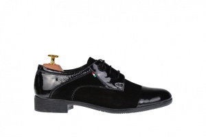 Pantofi dama negri casual din piele naturala lac+velur ROV650LACVELN - Img 4
