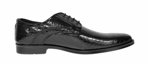 Pantofi eleganti barbati din piele naturala croco lac - Model 818 Negru - Img 5
