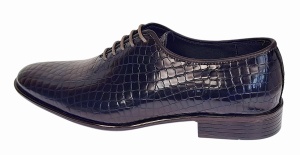 Pantofi eleganti barbati din piele naturala Havana Croco Lac Bleumarin Inchis - Img 3