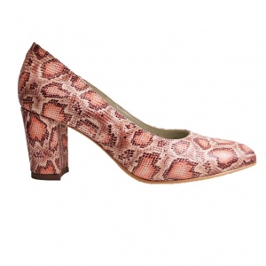 Pantofi eleganti dama, bej, imprimeu sarpe, din piele naturala box, toc 6 cm - NA87SARPE - Img 4