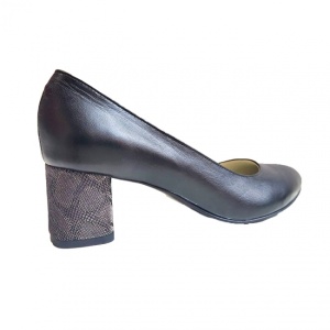 Pantofi eleganti dama, bleumarin, din piele naturala box, toc 5 cm - NA74BLM - Img 2