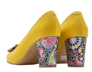 Pantofi eleganti dama, galbeni, din piele naturala box, toc 6 cm - NA41G - Img 5