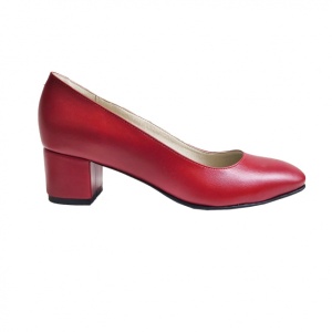 Pantofi eleganti dama, rosii, din piele naturala box, toc 5 cm - NA73ROSU - Img 4