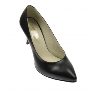 Pantofi stiletto dama, negri, din piele naturala box , toc 8 cm - NA63N - Img 3