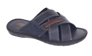 Papuci barbati din piele naturala de culoare bleumarin - GKR74BL - Img 5