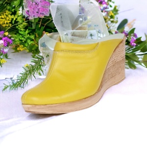 Saboti dama galben din piele naturala, platforme de 7 cm - TEA19GB - Img 11