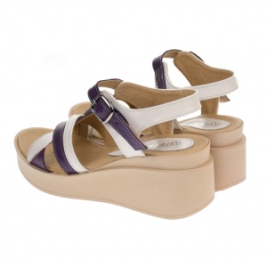 Sandale dama, casual, alb si mov ,din piele naturala, cu platforma de 7 cm - S103AMOV2 - Img 5