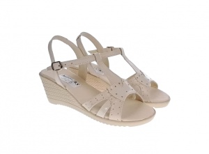 Sandale dama de vara cu platforme de 6cm, din piele naturala, bej, S17BEJ - Img 2