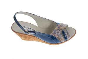 Sandale dama de vara cu platforme de 7 cm, din piele naturala lacuita, bleumarin, S50LACBLM - Img 6