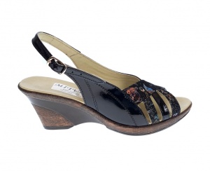 Sandale dama de vara cu platforme de 7 cm, din piele naturala lacuita, neagra, S50LACNEGRU - Img 2