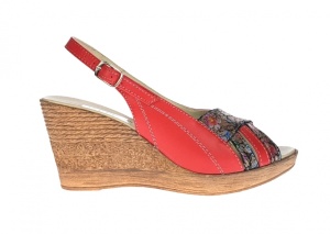 Sandale dama de vara cu platforme de 7 cm, din piele naturala, rosu, BOX, S50RBOX - Img 2