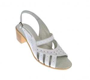 Sandale dama de vara cu toc de 5 cm, din piele naturala, alba, S26ABOX - Img 5