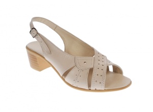 Sandale dama de vara cu toc de 5 cm, din piele naturala, bej, S25BEJBOX - Img 3