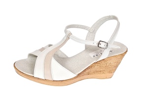 Sandale dama din piele naturala Alb cu Bej si platforme de 7cm S61AB - Img 3
