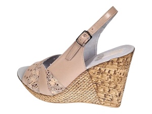 Sandale dama din piele naturala cu platforme de 10cm Bej Gold BVS47XB - Img 4