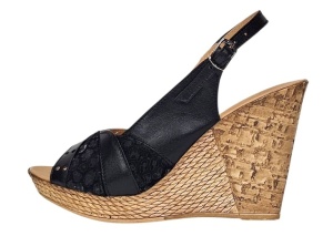Sandale dama din piele naturala cu platforme de 10cm Negru Floral BVS47XN - Img 7