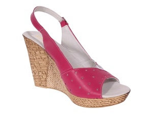 Sandale dama din piele naturala cu platforme de 10cm Roz Floral BVS47IVR - Img 2