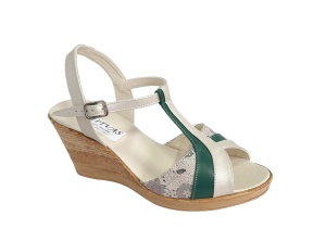 Sandale dama din piele naturala, cu platforme de 7 cm, alb - verde, MVS71AV - Img 2