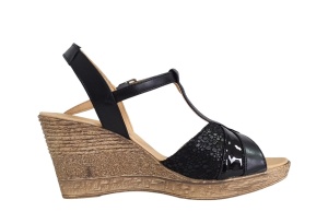 Sandale dama din piele naturala cu platforme de 7 cm - Model negru S61NCOL - Img 4