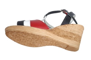 Sandale dama din piele naturala, cu platforme de 7 cm, negru - alb - rosu, MVS71RAN - Img 6