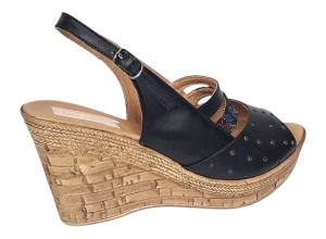 Sandale dama din piele naturala cu platforme de 8.5 cm Negru Floral BVS46XNF - Img 3