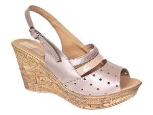 Sandale dama din piele naturala cu platforme de 8.5 cm Nude BVS46NUDL - Img 6