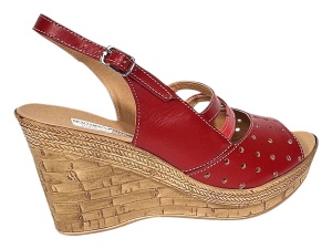 Sandale dama din piele naturala cu platforme de 8.5 cm Rosu BVS46XR - Img 4