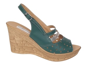 Sandale dama din piele naturala cu platforme de 8.5 cm Verde Color BVS46XV - Img 3