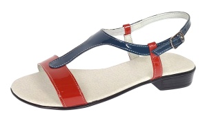 Sandale dama din piele naturala lac - Model rosu cu bleumarin S16RBLAC - Img 3