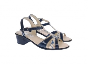 Sandale dama din piele naturala lacuita, bleumarin, S81LBL