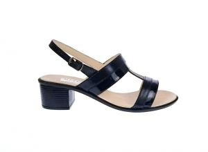 Sandale dama din piele naturala, negru, lac, toc de 5cm, S7NLBOX - Img 3