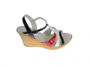 Sandale dama, din piele naturala, Platforme 7cm, Rosu, Alb, Negru, LAC, S47RAN1 - Img 2