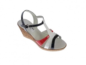 Sandale dama, din piele naturala, Platforme 7cm, Rosu, Alb, Negru, LAC, S47RAN2 - Img 6