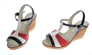 Sandale dama, din piele naturala, Platforme 8cm, negru-alb-rosu, piele box - S47NARBOX - Img 3