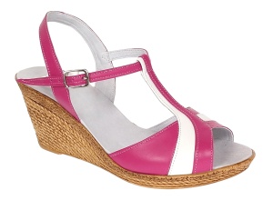 Sandale dama din piele naturala Roz cu Alb - Model cu toc de 7cm S61ROZ