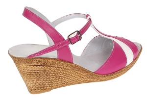Sandale dama din piele naturala Roz cu Alb - Model cu toc de 7cm S61ROZ - Img 3