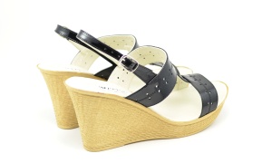 Sandale dama negre din piele naturala, cu platforme de 7 cm S46N2LAC - Img 6